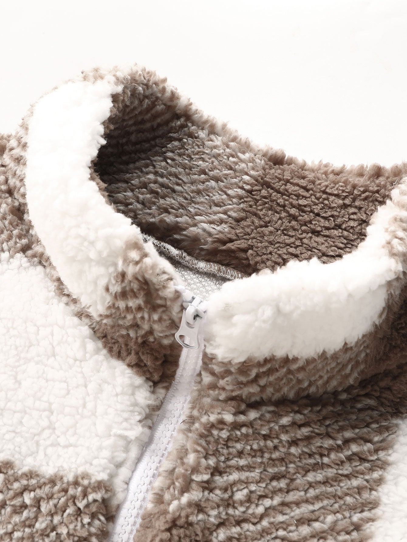 Sudadera Teddy a Cuadros con Cremallera Cuarto