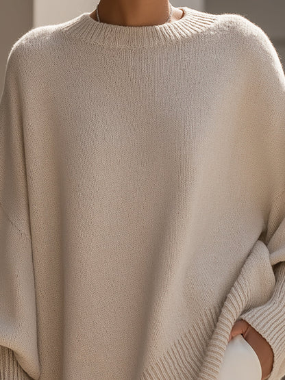 Jersey Oversize de Punto Suave | Pullover Cálido con Cuello Redondo