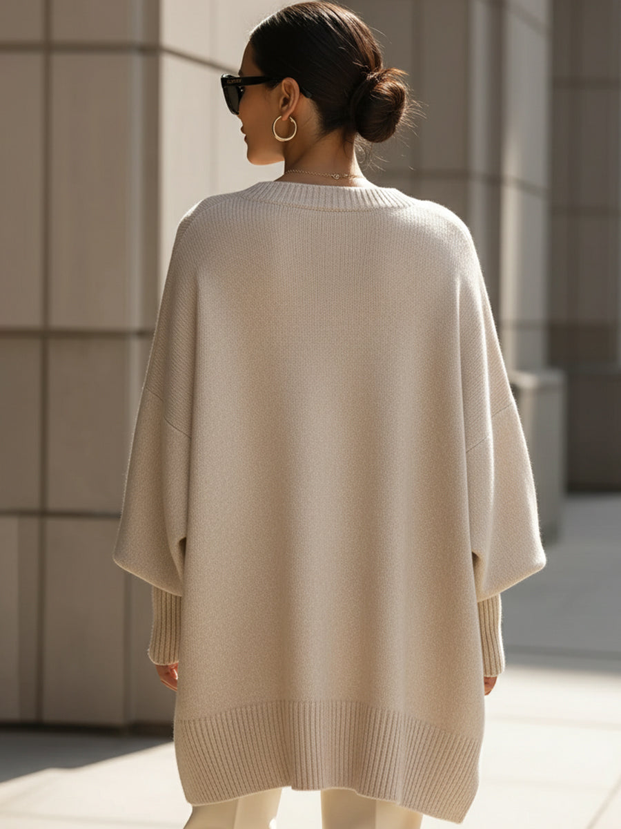 Jersey Oversize de Punto Suave | Pullover Cálido con Cuello Redondo