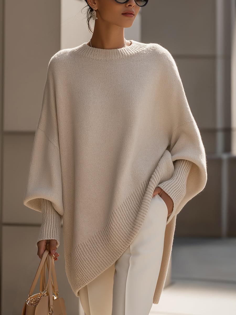Jersey Oversize de Punto Suave | Pullover Cálido con Cuello Redondo