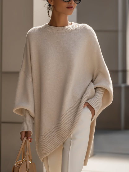Jersey Oversize de Punto Suave | Pullover Cálido con Cuello Redondo
