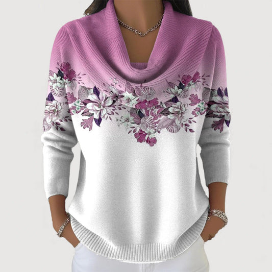 🌸 Aurora | Jersey Floral con Cuello Alto