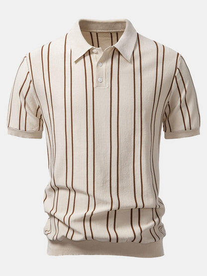 Polo de punto a rayas & pantalones ajustados de corte cónico