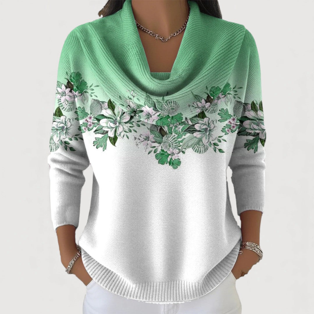 🌸 Aurora | Jersey Floral con Cuello Alto