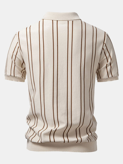 Polo de punto a rayas & pantalones ajustados de corte cónico