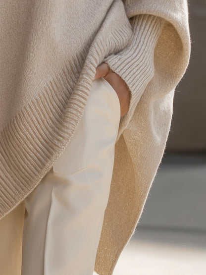 Jersey Oversize de Punto Suave | Pullover Cálido con Cuello Redondo