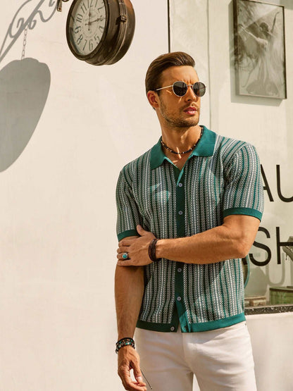 Polo de rayas para hombre manga corta casual