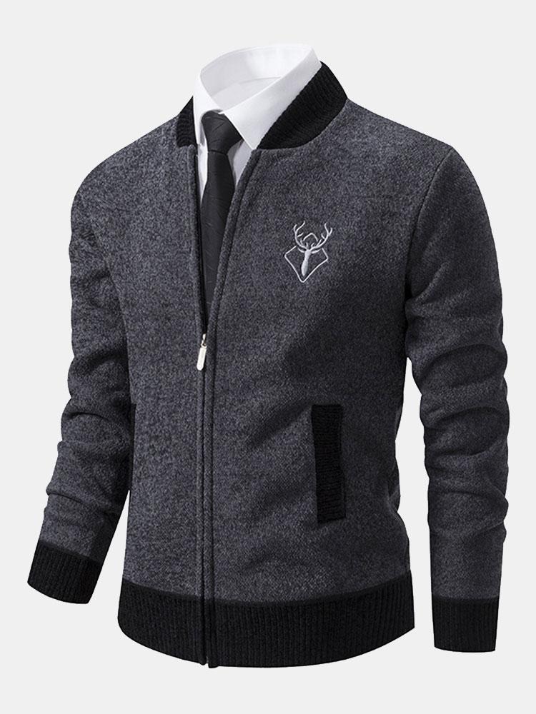 Suéter Baseball con Bordado de Alce | Estilo Premium