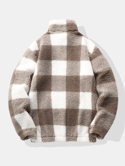 Sudadera Teddy a Cuadros con Cremallera Cuarto