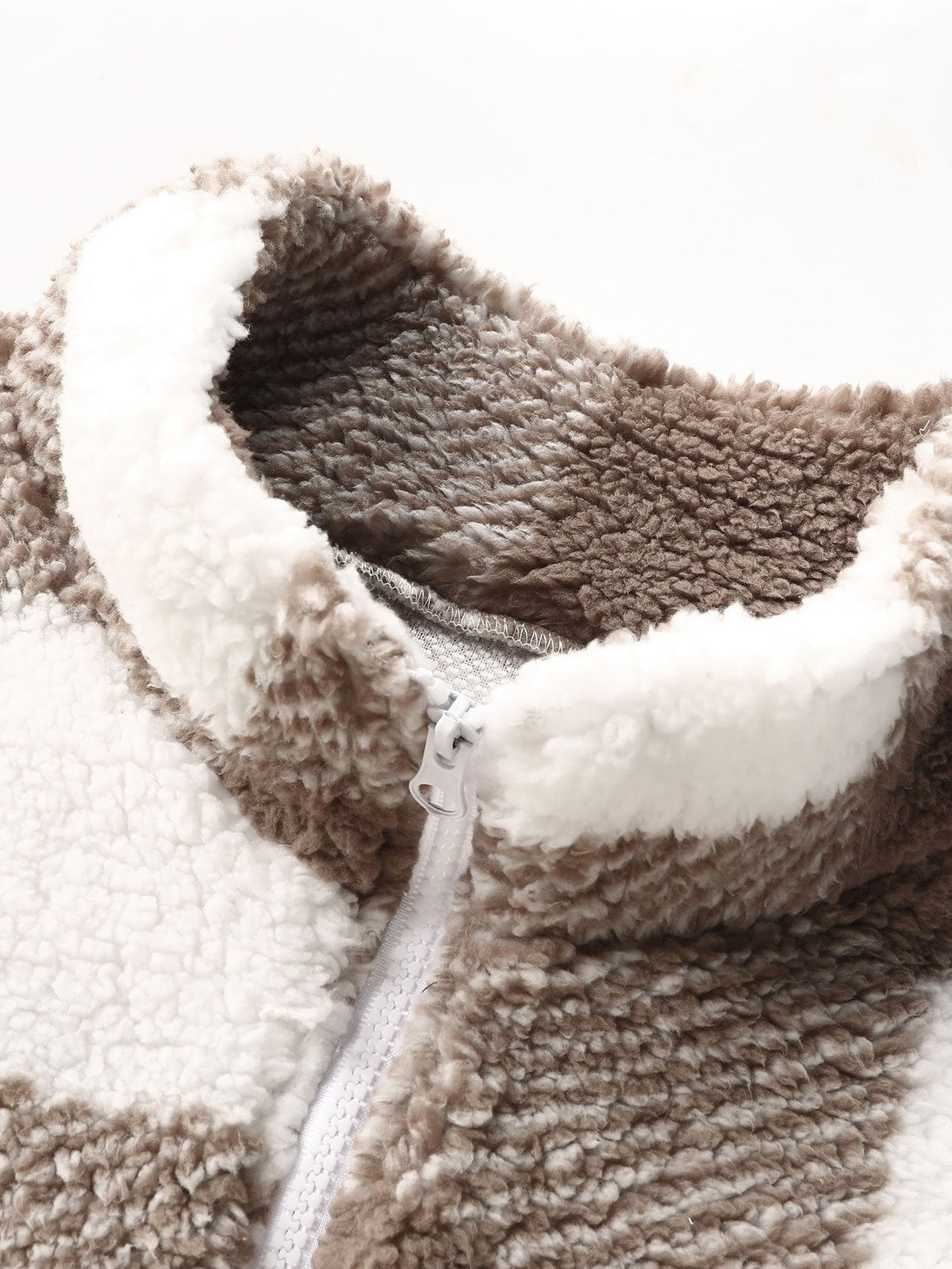 Sudadera Teddy a Cuadros con Cremallera Cuarto