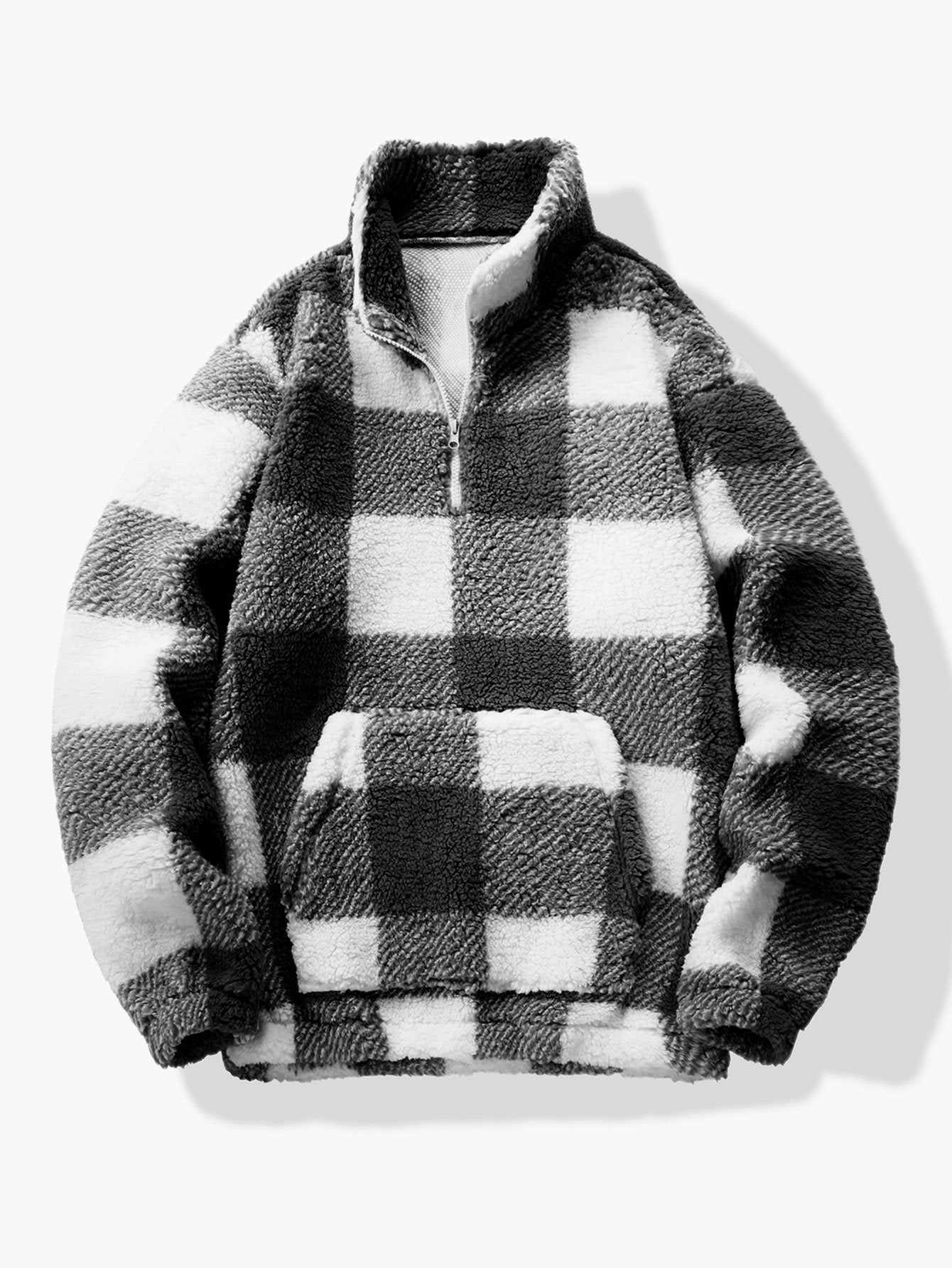 Sudadera Teddy a Cuadros con Cremallera Cuarto