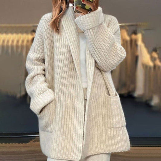 Lorena | Cárdigan de Punto Oversize Mujer Bolsillos Manga Larga