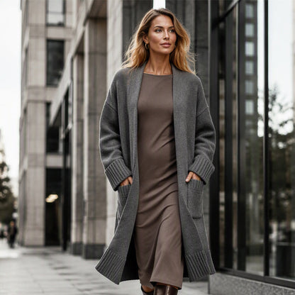 ELENA | Cárdigan Largo de Punto con Cuello Abierto para Mujer