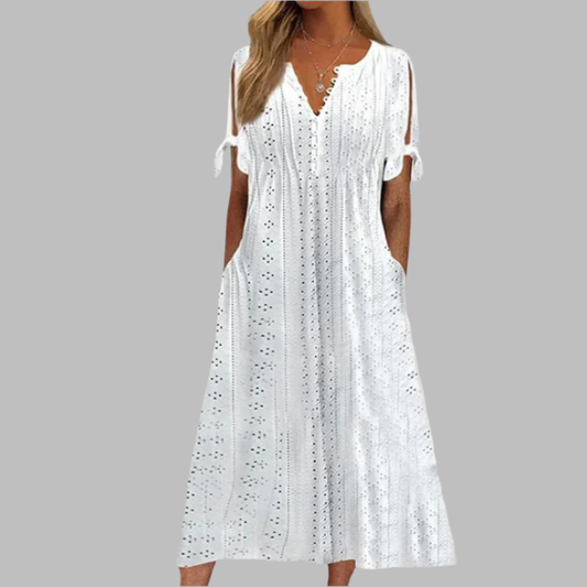 Renata | Vestido midi para mujer con escote en V y calados