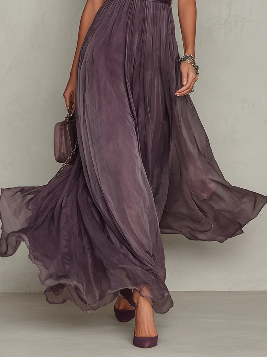 Women’s Maxi Dress Lace Trim Gathered Waist Occasionwear